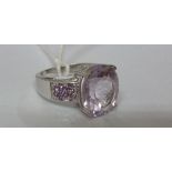 A Silver Amethyst Cluster Ring.