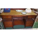 A Lovely Late 19th Century Mahogany Kneehole Writing Desk; with twin drawer undershelf and a two