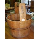 A 19th Century Chinese Pine Well Bucket with steel banded rim.