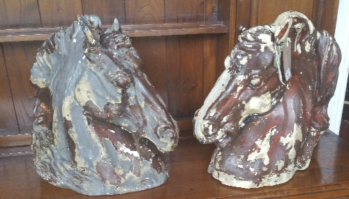 A Good Pair of Reconstituted Stone Horses Heads.