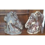 A Good Pair of Reconstituted Stone Horses Heads.