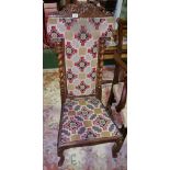 A 19th Century Mahogany Framed Prie Dieu Chair; with Tapestry and Beadwork Upholstery.