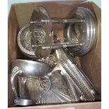 A Box Lot of Silver Plated Items.