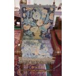 A Superb 19th Century Walnut Continental 'Throne' Chair with tapestry back and seat.