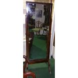 A Superb Quality Regency Cheval Mirror, having shaped and carved legs terminated by detailed brass