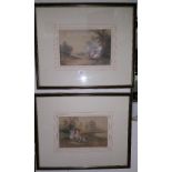 A Pair of 19th/20th Century Watercolours 'Children on an Outing' by V Merritt; both signed each 18 x