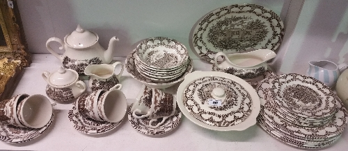 An Ironstone Dinner, Dessert & Tea Service for Six with six each of dinner plates, side plates, cups