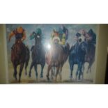 A Signed Racing Print 'Home Stretch' by Jacqueline Pfeiffer.