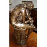 A 20th Century Bronzed Sculpture of an Art Deco Young Woman; monogrammed to base KN no. 6/9, 42 cm