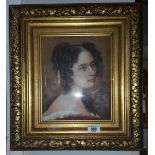 A Gilt Framed Oil Portrait Painting of a Beautiful Regal Lady. 23 x 19.5cm.