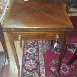 A Lovely Edwardian Mahogany and Inlaid Envelope Card Table, with drawer.