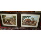 A Pair of Coloured Prints Depicting Horses at Work, 'Loading up the Golden Grain' and 'The Last