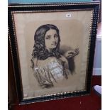 Julia Kelly, A Charcoal Portrait of Raphael, in a black and gilt frame 59 x 45cm, together with