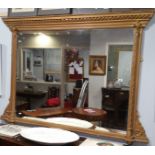 A Large Gilt Wood Framed Overmantel Mirror.