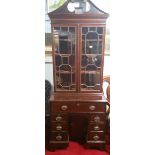 A Wonderful Georgian String Inlaid Mahogany Secretaire Bookcase of Neat Proportions, the upper