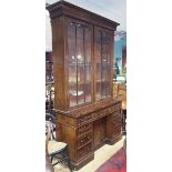 A Victorian Mahogany Large Secretaire/Dickens Bureau Bookcase; the breakfront desk with drawers