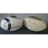 A Signed Mitre Rugby Ball along with an Umbro Example.