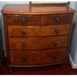 A Really Good Victorian Mahogany Bowfront Chest of Drawers, with two short and three long drawers