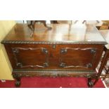 A 19th Century Irish Mahogany Silver Chest, with ornately carved foliate decoration, carrying