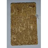 A Good Quality 19th Century Chinese Canton Ivory Card Case, well carved overall with diminutive