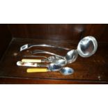 A Victorian Fiddle Pattern Soup Ladle, Royal Albert Jam Spoon & Three Further Jam Spoons.