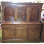 A Good Three Door Mahogany Side Cabinet; with glazed and open upper structure.
