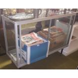 A Modern Aluminium Framed Glazed Counter Display Cabinet, having adjustable shelves. (Key)