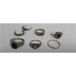 A Collection of Ladies Silver Rings; to include stone set band rings etc.