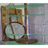 A Quantity of Items to Include a Rustic Mirror, a Standard Lamp, a Mirror and Shelves.