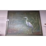 A Modern Oil on Panel of a Heron by Rowland Povey, signed & dated '97 lower right.