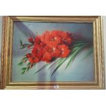 An Oil on Canvas 'Red Gladioli' signed Vestry Rich; 20th century 44 x 60 cm.