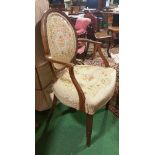 An 18th Century Style Armchair; with petit point covered seat and back.