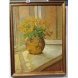 A Good 20th Century Oil on Board Depicting a Still Life of Daisy's.