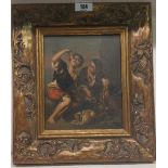 An Oil on Canvas of Two Young Boys; with their pet, in a Gilt Frame.