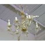 A Good Quality Twelve Branch Chandelier with Drop Lustre's; with gilt metal mounts.