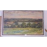 A Large 20th Century Oil on Canvas Depicting a Countryside Scene.