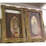 A Pair of Oils on Board by F Whitaker (early 20th Century) of Church Scenes; signed and dated 1912