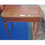 A GOOD EARLY 20TH CENTURY WALNUT SIDE TABLE with turned supports and ormolu mounts.