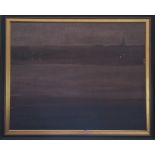 A.T.O. A CONTEMPORARY ESTUARY SCENE, well framed. 67" x 55".