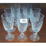 A SET OF SIX PLUS TWO WATERFORD CRYSTAL GLASSES.