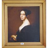 A.T.O. A COLOURED PORTRAIT of a lady in an early 20th century gilt frame. 21.5" x 23.5".