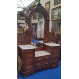 A 19TH CENTURY CONTINENTAL WALNUT AND BURR WALNUT DUCHESS DRESSING TABLE with graduated drawers