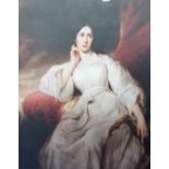 A.T.O. A COLOURED PORTRAIT PRINT of a lady in a white dress. U.F. 30" x 36".