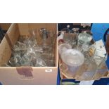 TWO BOXES OF GLASSWARE.