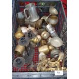 A QUANTITY OF BRASS PEWTER AND PLATE WARE.