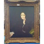 A.T.O. A COLOURED PORTRAIT of a Spanish lady, in an ornate frame. 22" x 26".