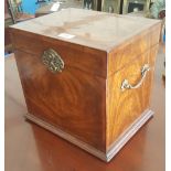 A MAHOGANY CROSS-BANDED LETTER CABINET with brass and ormolu style mounts, pull-out tray. 35cm (w) x