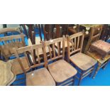 A GOOD GROUP OF TEN CHAIRS to include four oak kitchen chairs,a smokers chair etc.