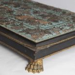 A WONDERFUL 19TH BEADWORK TABLE STAND with gilt paw feet.