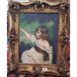 A.T.O. A COLOURED PORTRAIT of a young girl in a 19th century gilt frame. 21.5" x 25.5".